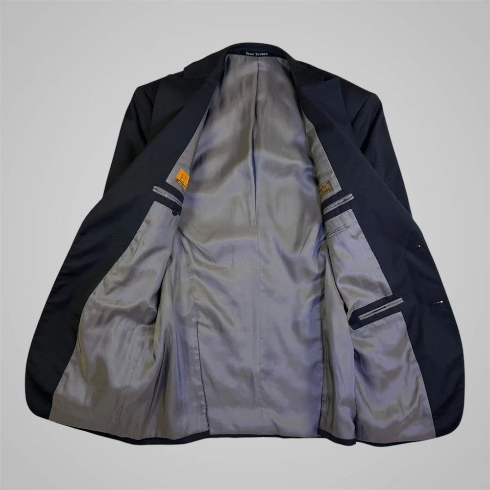 Enzo Tovare Italy‎ Mens Blazer 40R Black Super 150s Virgin Wool 2-Button Jacket